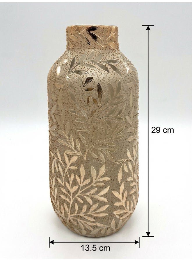 ايست من نون مزهرية سيراميكية لترتيب الزهور الزخرفية، ارتفاع 29 سم | لون وردي ذهبي | تصميم فلورا إيتش | الحجم - 13.5x13.5x29 سم | مثالية لتزيين غرفة المعيشة، مثالية لتزيين طاولة القهوة، طاولة الطعام، طاولة الكونسول أو أي مساحة مكتبية أو معيشية - Image 5